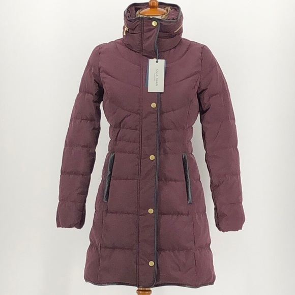 Brand New/tag, Cole Haan Women's Burgundy Puffer Coat, Size Small - Picture 1 of 10